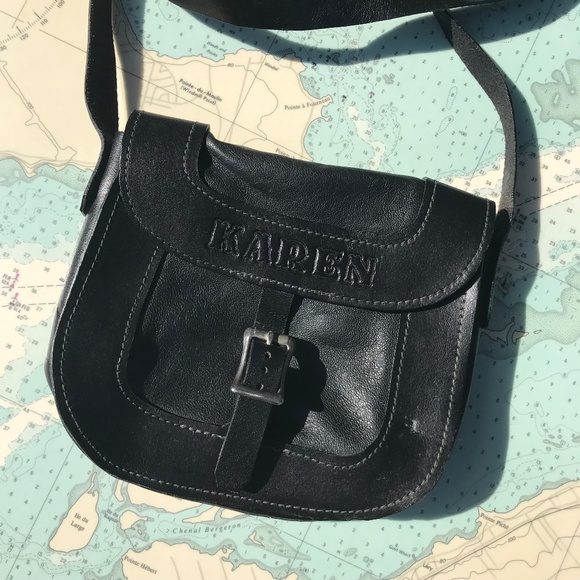 Vintage Black Leather Karen Purse - Picture 1 of 7